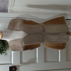 Vintage 1970s leather vest Hippie boho medium